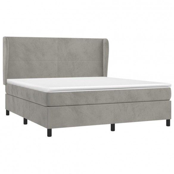 Cadre de lit et matelas Gris clair 180x200cm Velours