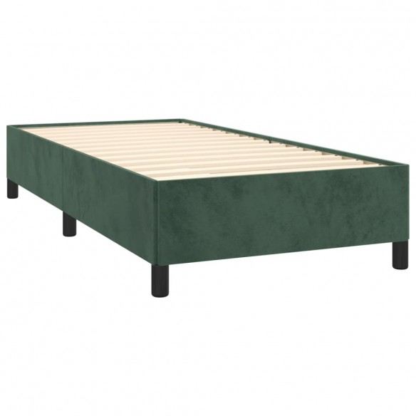 Cadre de lit avec matelas Vert foncé 90x200 cm