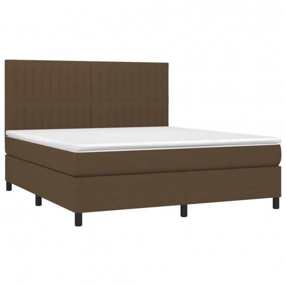 Cadre de lit matelas et LED Marron foncé 180x200cm