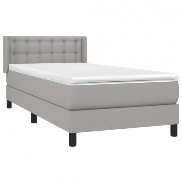 Cadre de lit avec matelas Gris clair 90x200 cm Tissu