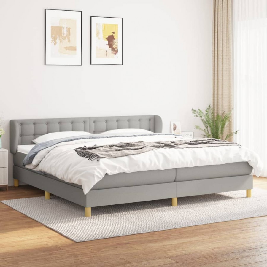 Cadre de lit avec matelas Gris clair 200x200cm Tissu