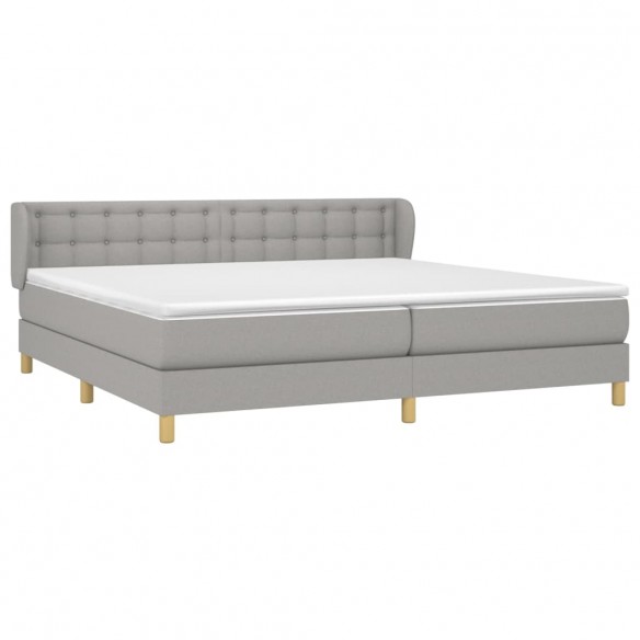 Cadre de lit avec matelas Gris clair 200x200cm Tissu