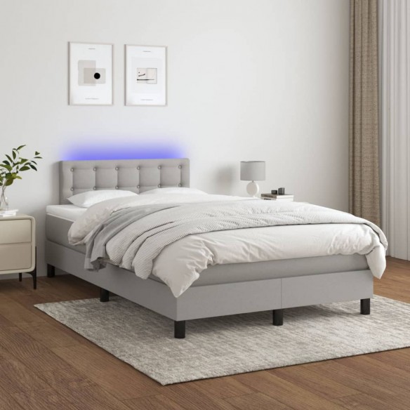 Cadre de lit matelas LED Gris clair 120x200 cm Tissu