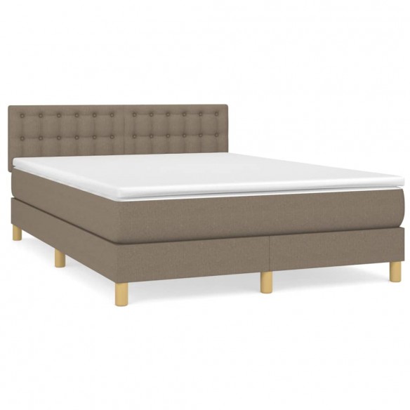 Cadre de lit avec matelas Taupe 140x190 cm Tissu