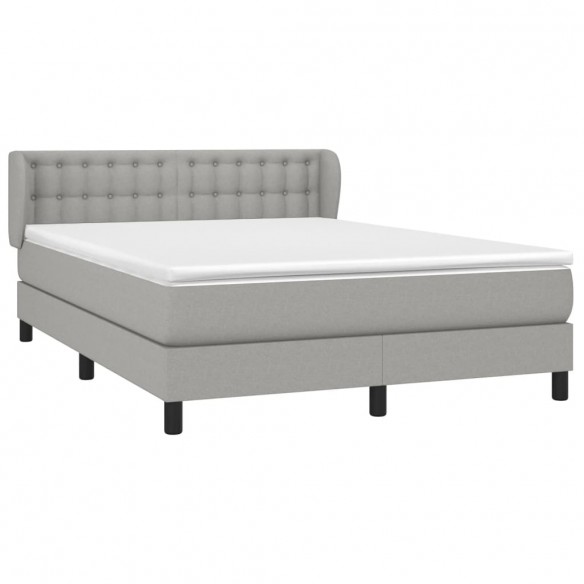 Cadre de lit avec matelas Gris clair 140x200cm Tissu