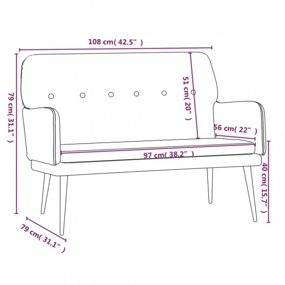 Banc Rose 108x79x79 cm Velours