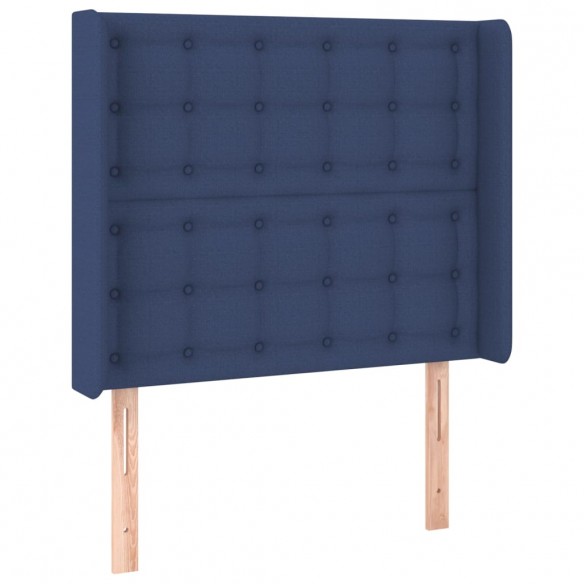 Cadre de lit matelas et LED Bleu 90x200 cm Tissu