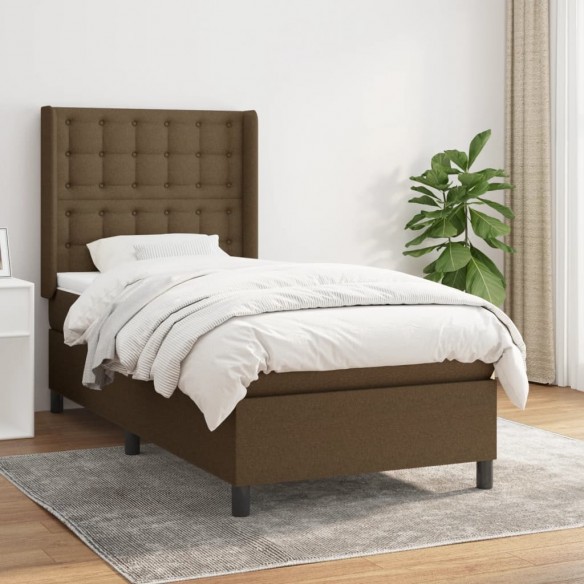 Cadre de lit avec matelas Marron foncé 80x200 cm