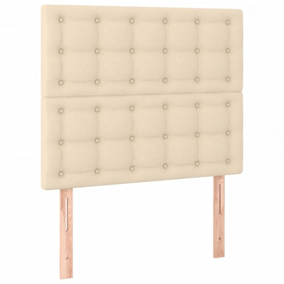 Cadre de lit et matelas et LED Crème 100x200cm Tissu