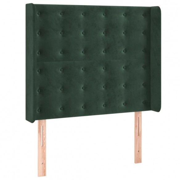 Cadre de lit matelas et LED Vert foncé 100x200 cm