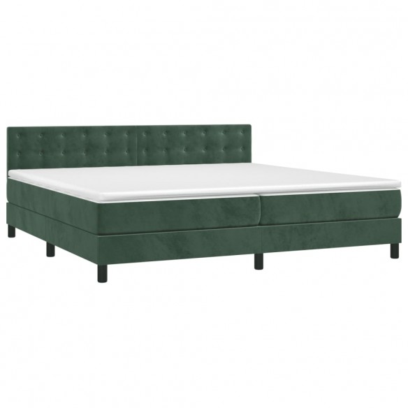 Cadre de lit matelas et LED Vert foncé 200x200 cm