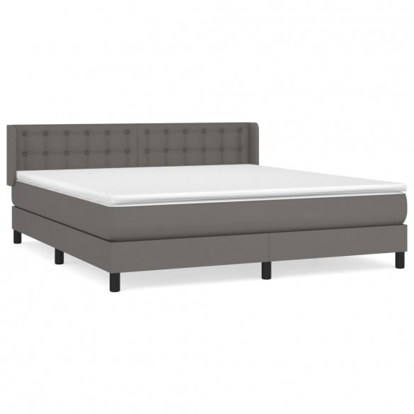 Cadre de lit avec matelas Gris 160x200 cm Similicuir