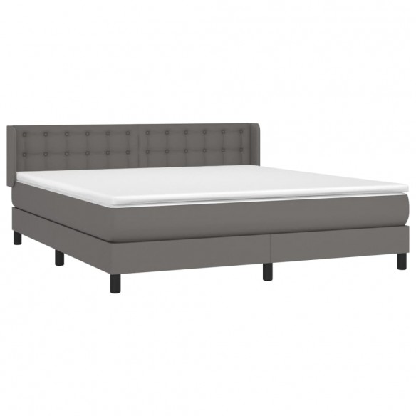 Cadre de lit avec matelas Gris 160x200 cm Similicuir