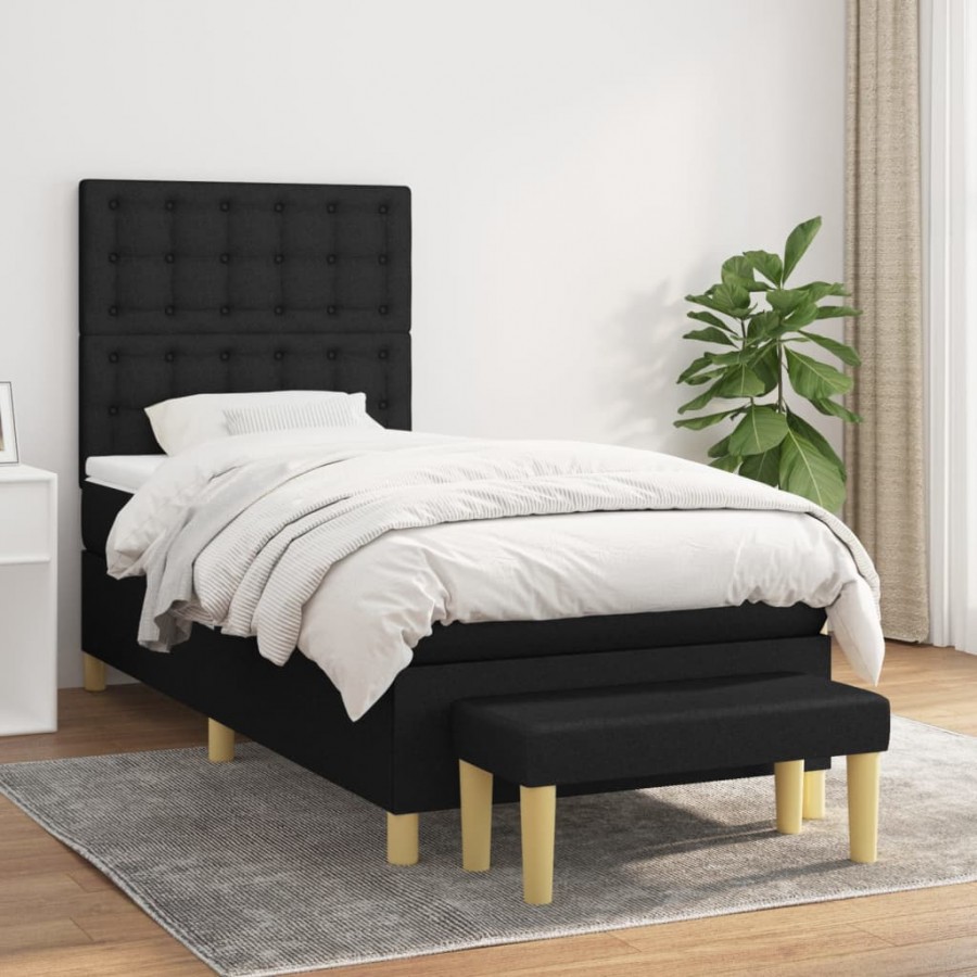 Cadre de lit avec matelas Noir 90x200...