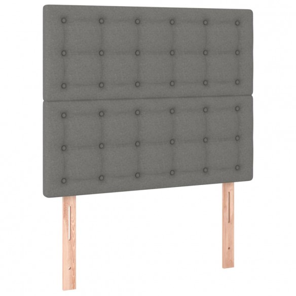 Cadre de lit avec matelas et LED Gris foncé 90x190cm