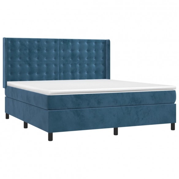 Cadre de lit matelas et LED Bleu foncé 180x200 cm