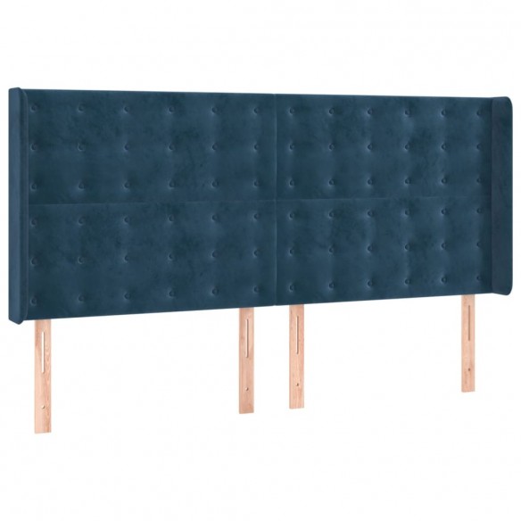 Cadre de lit matelas et LED Bleu foncé 180x200 cm