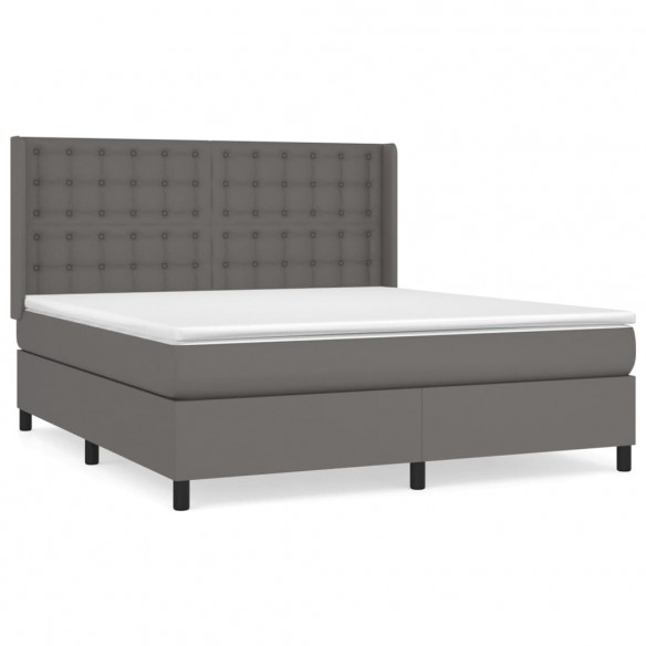 Cadre de lit avec matelas Gris 180x200 cm Similicuir