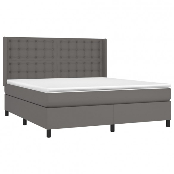 Cadre de lit avec matelas Gris 180x200 cm Similicuir