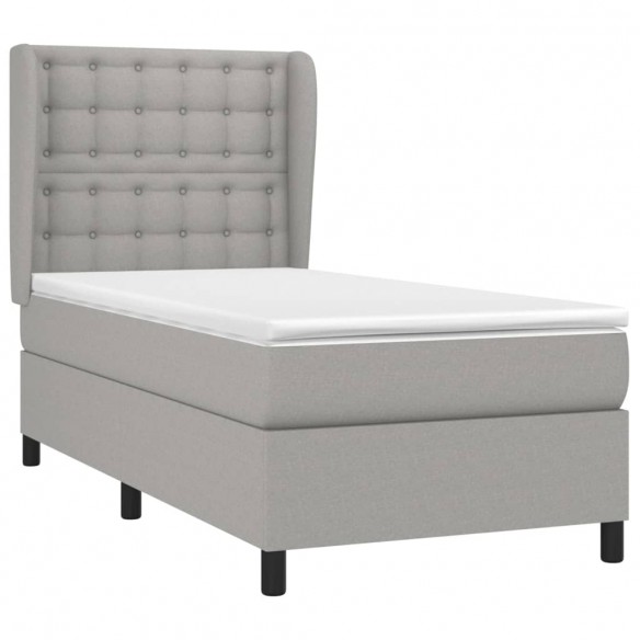 Cadre de lit et matelas Gris clair 90x190 cm Tissu