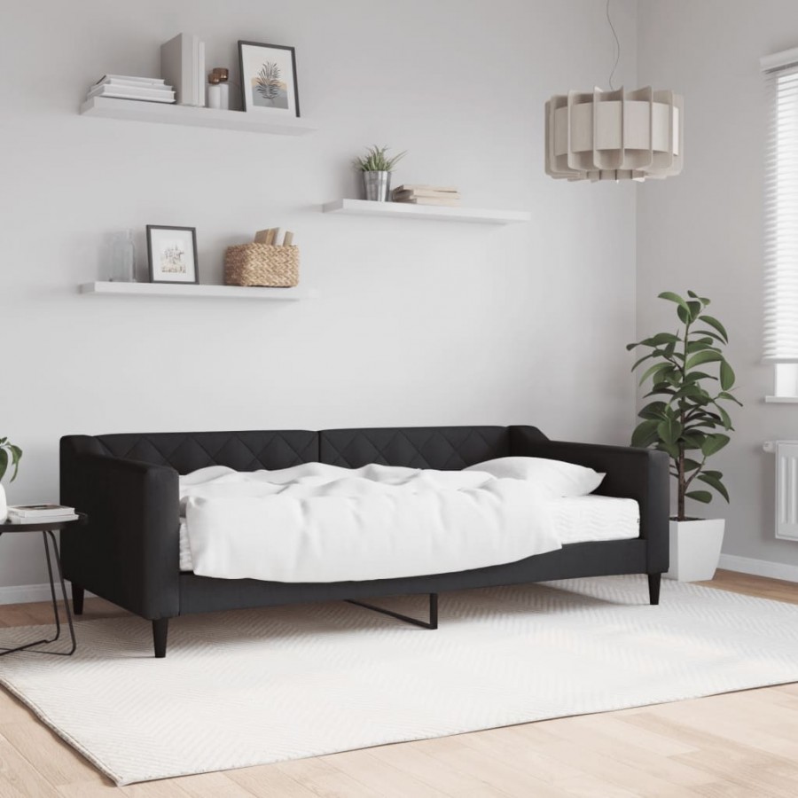 Lit de jour avec matelas noir 90x190...