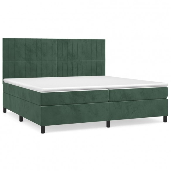 Cadre de lit et matelas Vert foncé 200x200cm Velours