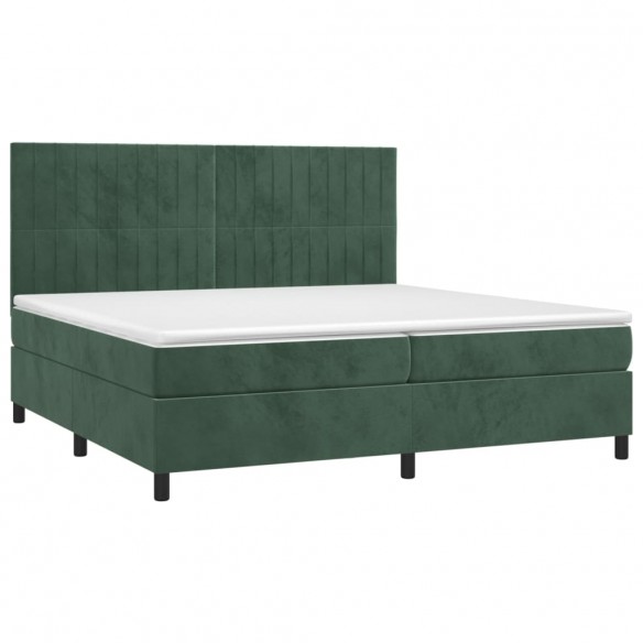 Cadre de lit et matelas Vert foncé 200x200cm Velours