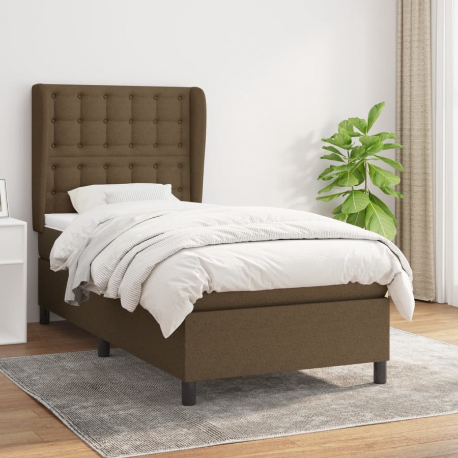 Cadre de lit avec matelas Marron foncé 100x200 cm