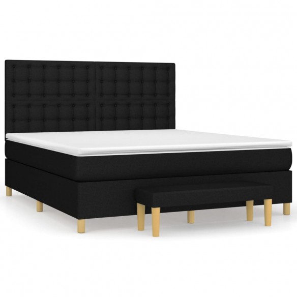 Cadre de lit avec matelas Noir 160x200 cm Tissu