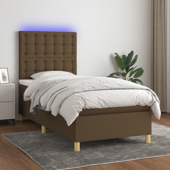 Cadre de lit et matelas et LED Marron foncé 80x200cm