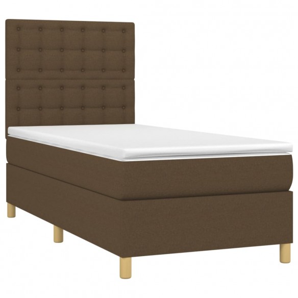 Cadre de lit et matelas et LED Marron foncé 80x200cm