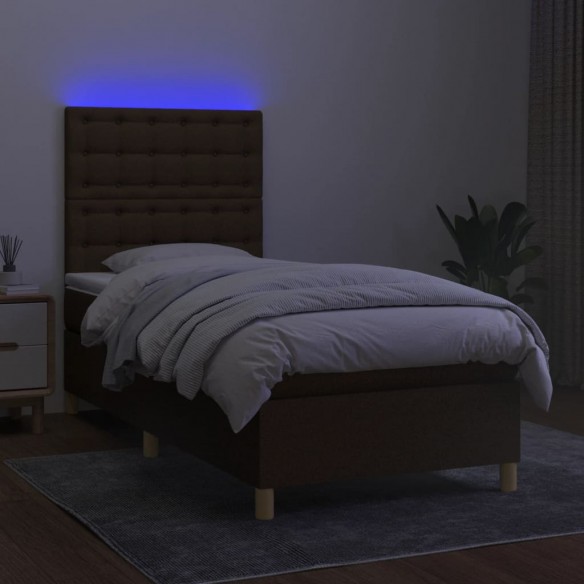 Cadre de lit et matelas et LED Marron foncé 80x200cm