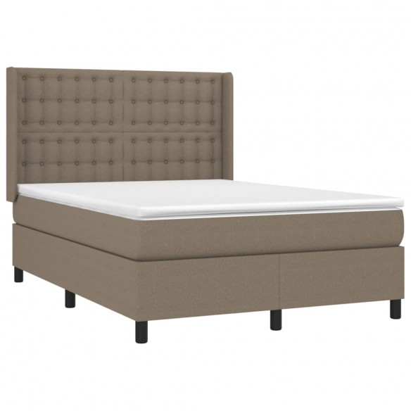 Cadre de lit avec matelas Taupe 140x200 cm Tissu