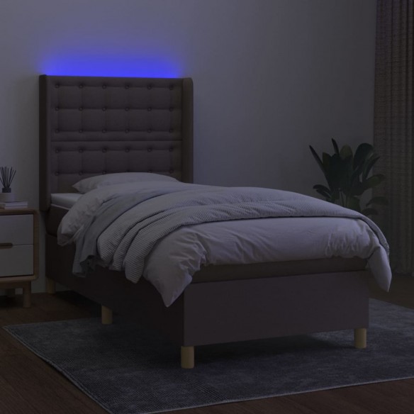 Cadre de lit matelas et LED Taupe 80x200cm Tissu