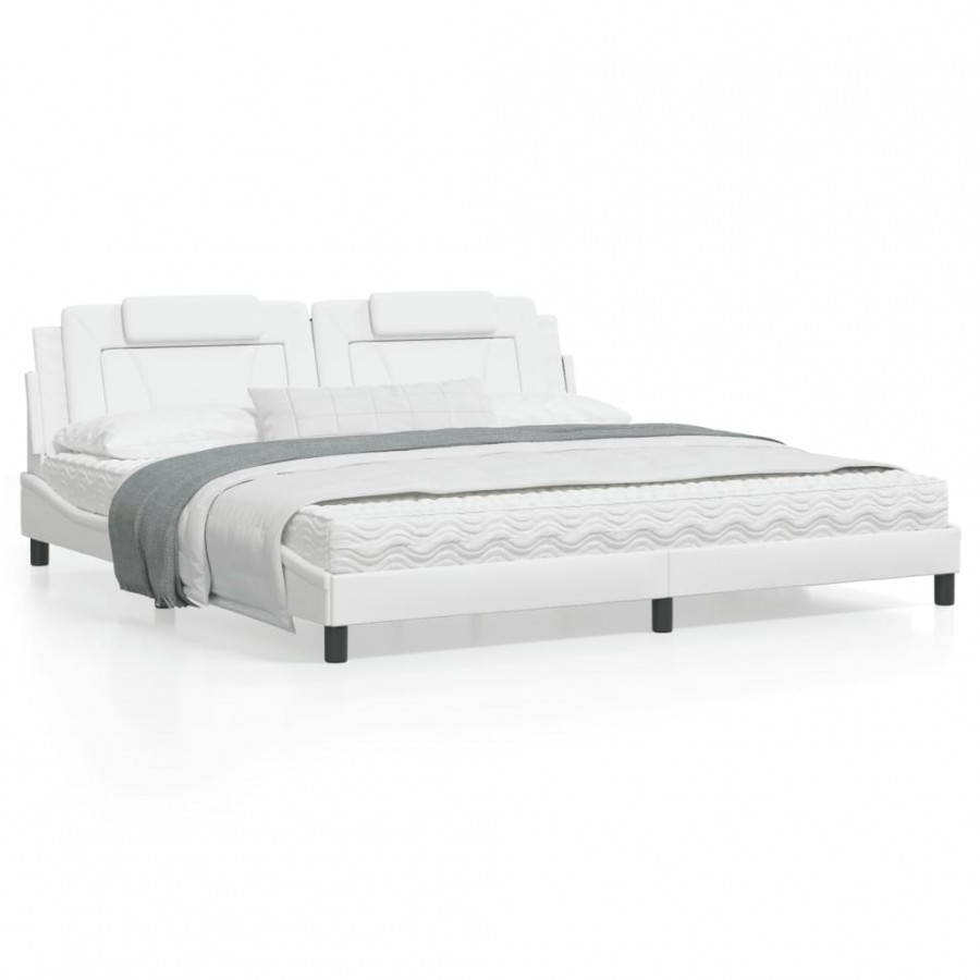 Lit avec matelas blanc 200x200 cm similicuir