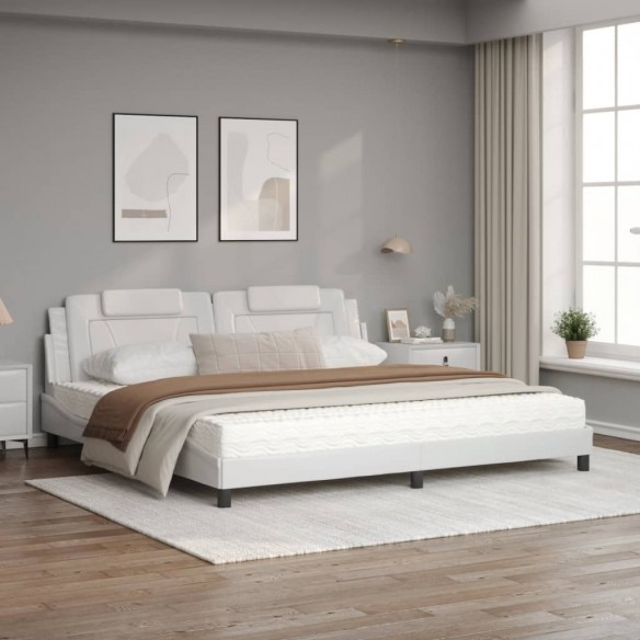 Lit avec matelas blanc 200x200 cm similicuir