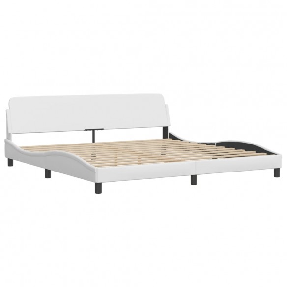 Lit avec matelas blanc 200x200 cm similicuir