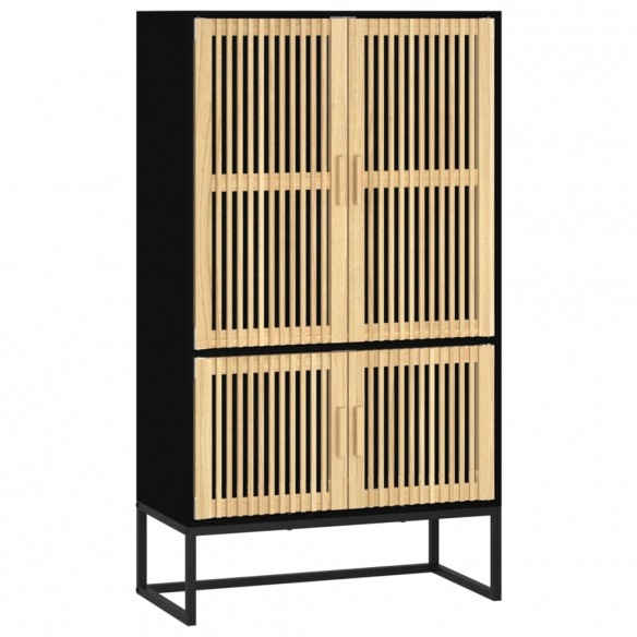 Buffet haut noir 70x35x125 cm bois d'ingénierie