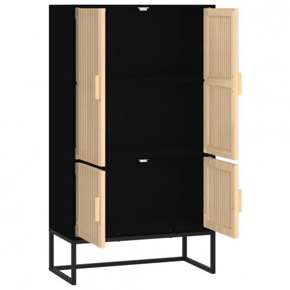 Buffet haut noir 70x35x125 cm bois d'ingénierie