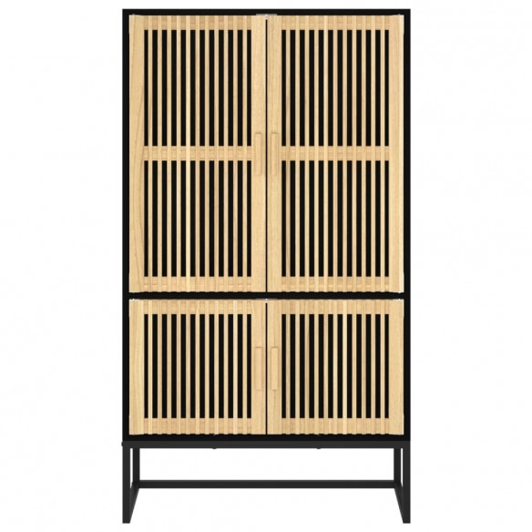 Buffet haut noir 70x35x125 cm bois d'ingénierie