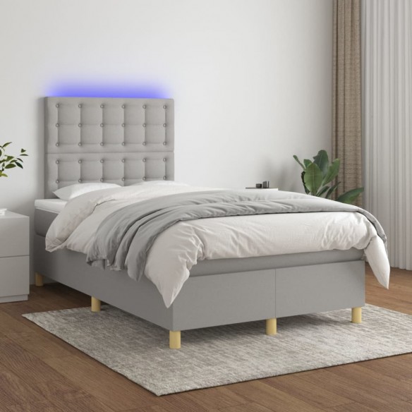 Cadre de lit matelas et LED Gris clair 120x200 cm