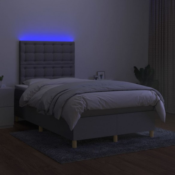 Cadre de lit matelas et LED Gris clair 120x200 cm