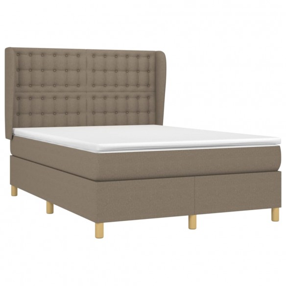 Cadre de lit avec matelas Taupe 140x190 cm Tissu