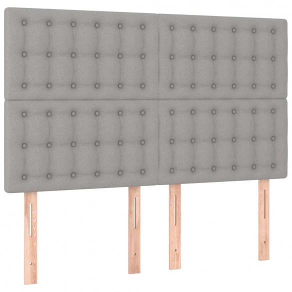 Cadre de lit et matelas et LED Gris clair 140x200 cm