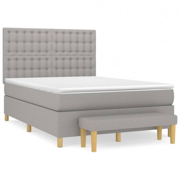 Cadre de lit avec matelas Gris clair 140x200cm Tissu