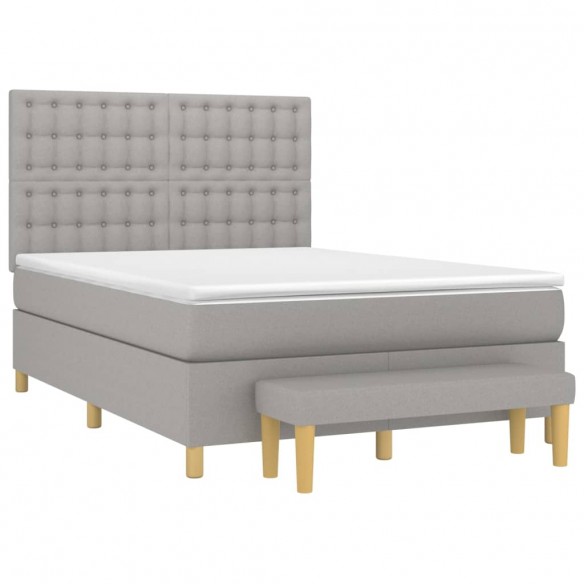 Cadre de lit avec matelas Gris clair 140x200cm Tissu