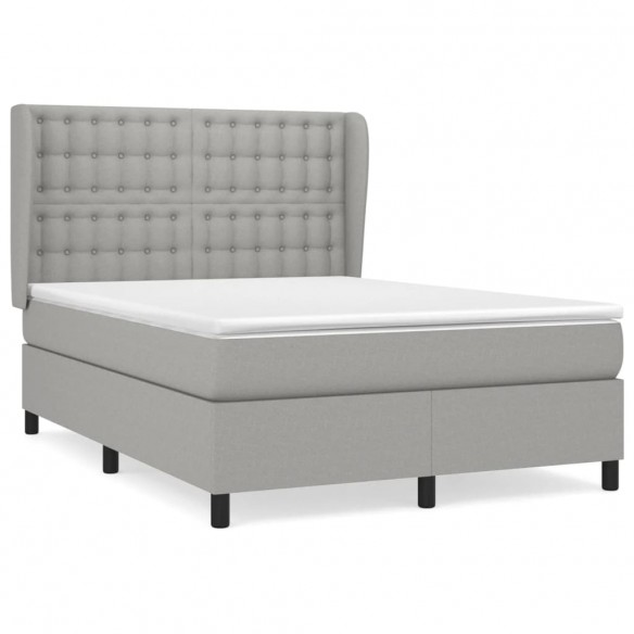 Cadre de lit avec matelas Gris clair 140x190cm Tissu