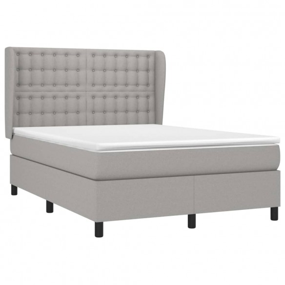 Cadre de lit avec matelas Gris clair 140x190cm Tissu