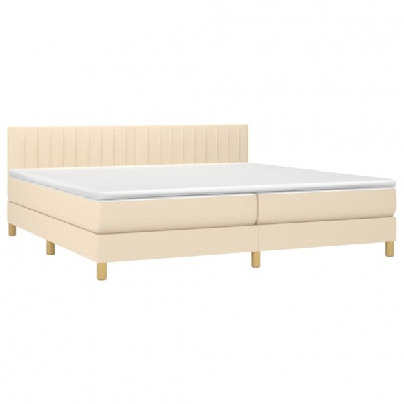 Cadre de lit avec matelas Crème 200x200 cm Tissu