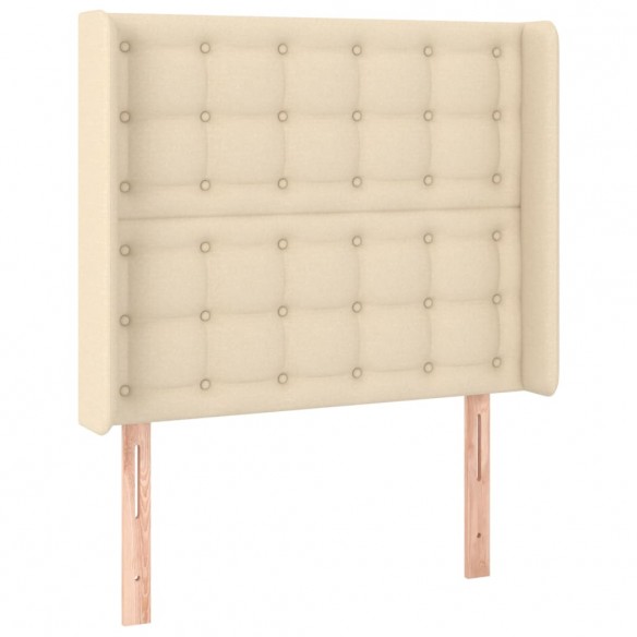 Cadre de lit avec matelas Crème 100x200 cm Tissu